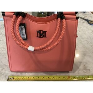 NMD Coral Satchel Bag Braided Handle Crossbody Purse Zip Pocket NEW‎